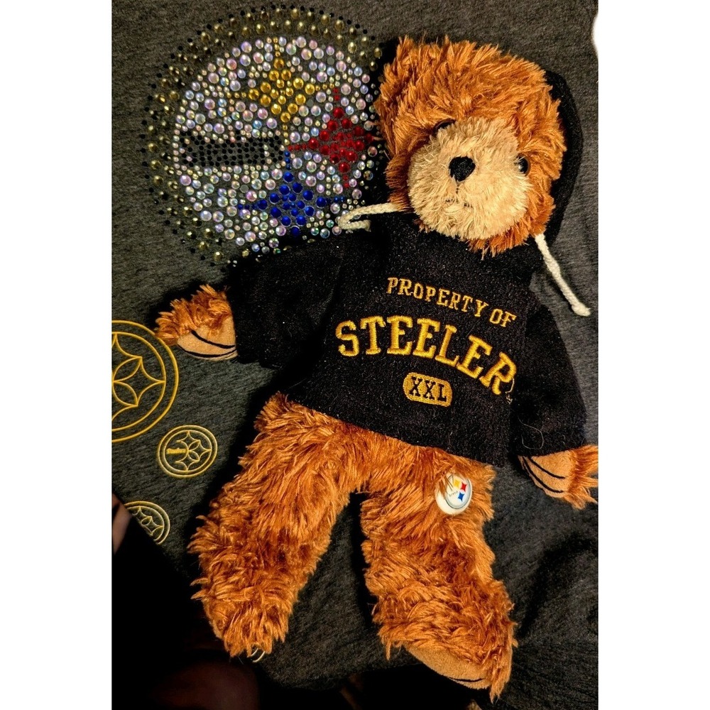 (2)Lot XL Womens NFL Pittsburgh Steelers Sparkley T-Shirt  Vintage Bear Football